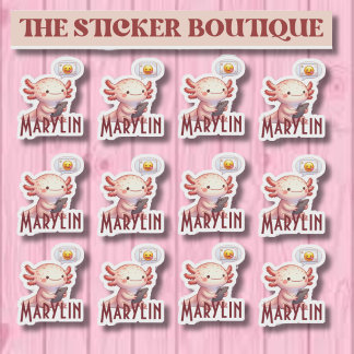 Personalised Axolotl Sticker Pack – Custom Name
