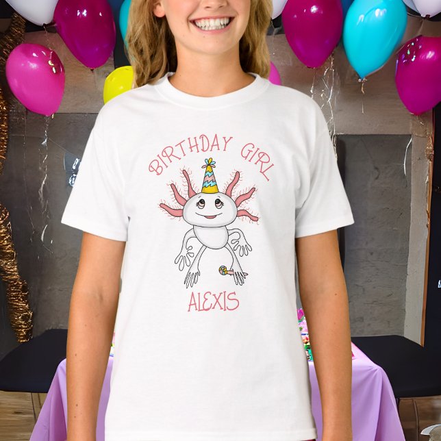 Personalised Axolotl Themed Birthday Girl T-Shirt (Creator Uploaded)