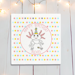 Personalised Axolotl Themed Birthday Party Napkin