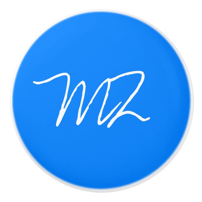 Personalised Azure Blue Ceramic Knob (Front)