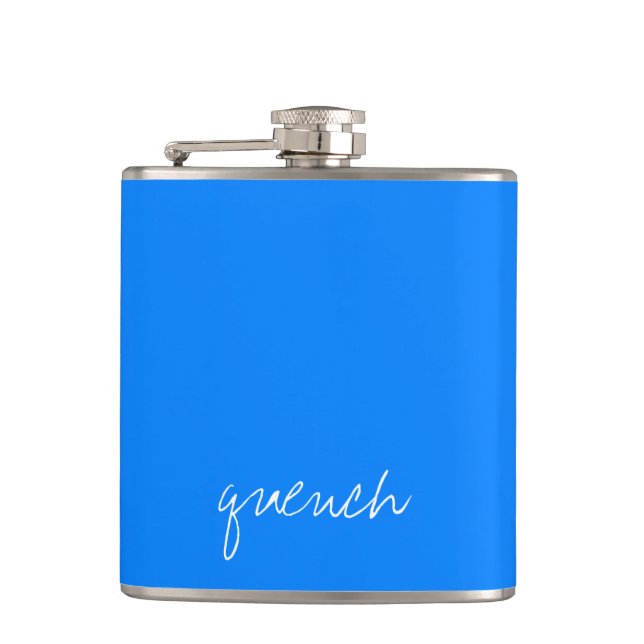 Personalised Azure Blue Hip Flask (Front)
