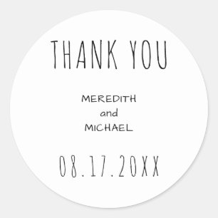 Personalised B&W Dated Thank You Stickers