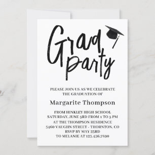Personalised B&W Graduation Party Invitation