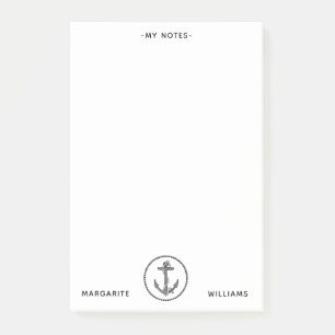 Personalised B&W Marine Anchor Design Post-it Notes