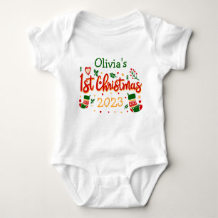 Personalised Babies First Christmas, Babie 1st Xms Baby Bodysuit
