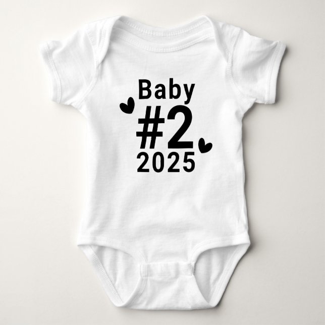 Personalised Baby #2 Pregnancy Announcement Baby Bodysuit (Front)