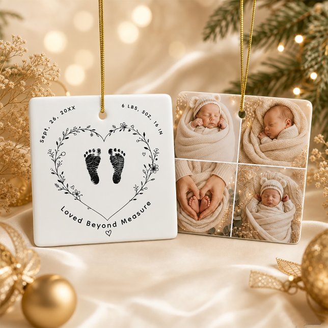 Personalised Baby 4 Photo Ceramic Ornament (Personalized Baby 4 Photo Ceramic Ornament#firstbaby)
