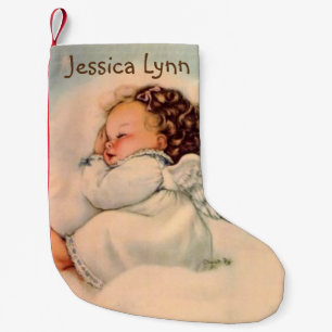 Personalised Baby Angel Wings sleeping in cloud Small Christmas Stocking
