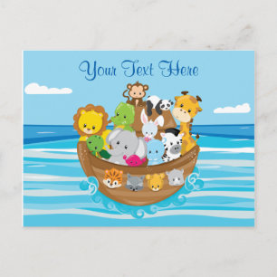 Personalised   Baby Animals   Noah's Ark Theme Postcard