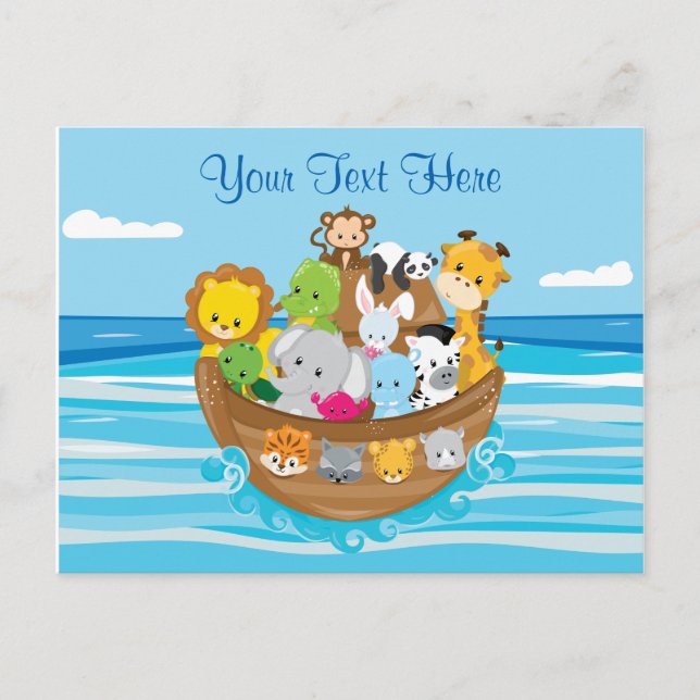 Personalised | Baby Animals | Noah's Ark Theme Postcard (Front)
