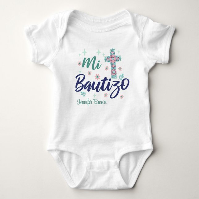 Personalised Baby Baptism, Mi Bautizo Spanish Bapt Bodysuit (Front)