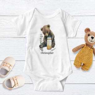 Personalised Baby Bear Baby Boy Gift Bodysuit
