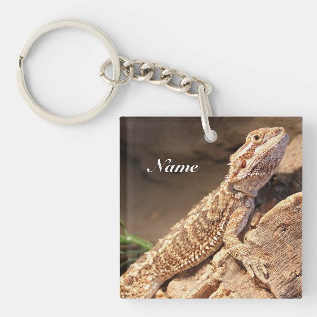 Personalised Baby Bearded Dragon Lizard Key Ring (Front)