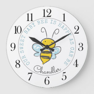 Personalised Baby Bee Nursery Large Clock
