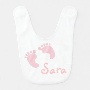 Personalised Baby Bib With Pink Feet