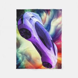Personalised Baby Blanket With a Purple Car on It