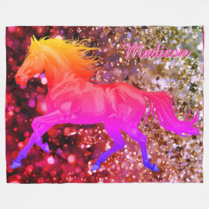 Personalised Baby Blanket With a Rainbow Horse