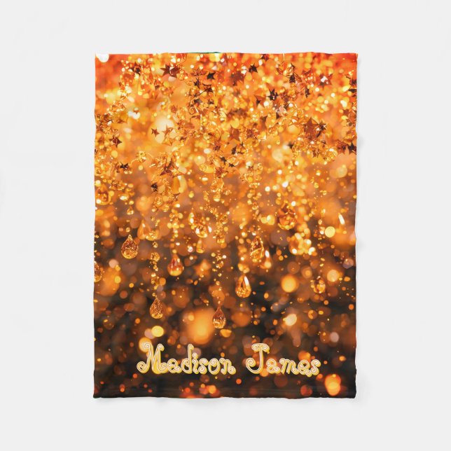 Personalised Baby Blanket With Gold Faux Sparkle  (Front)