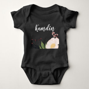 Personalised Baby Body Suit Baby Pink Cosmos on Wh Baby Bodysuit