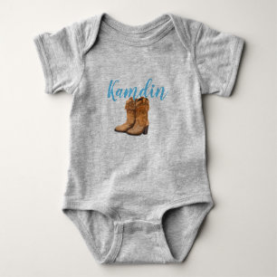 Personalised Baby Body Suit Blue Wood Barn Door Bo Baby Bodysuit