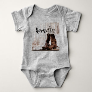 Personalised Baby Body Suit boots country rustic W Baby Bodysuit