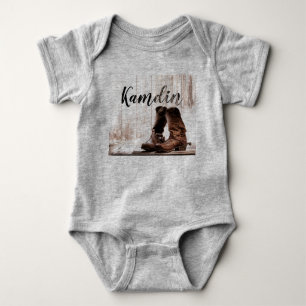 Personalised Baby Body Suit boots country rustic W Bodysuit