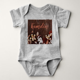Personalised Baby Body Suit Cotton Branch on Dark Baby Bodysuit