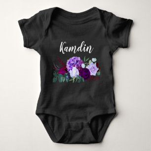 Personalised Baby Body Suit Lavender Hibiscus on W Baby Bodysuit
