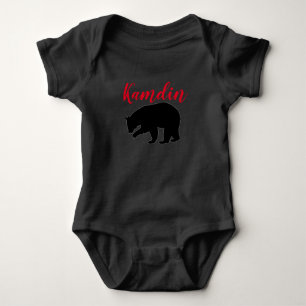 Personalised Baby Body Suit Red Buffalo Black Bear Bodysuit