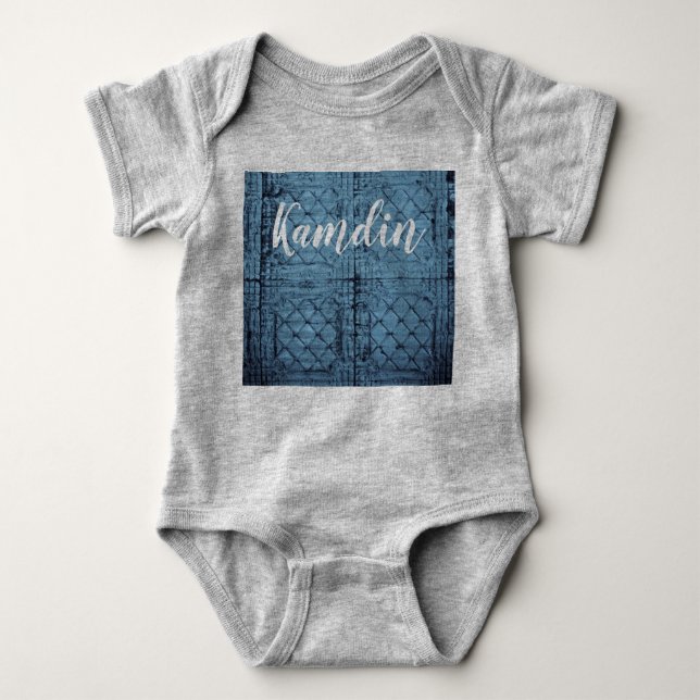 Personalised Baby Body Suit Rustic Tin Panel Ceili Baby Bodysuit (Front)