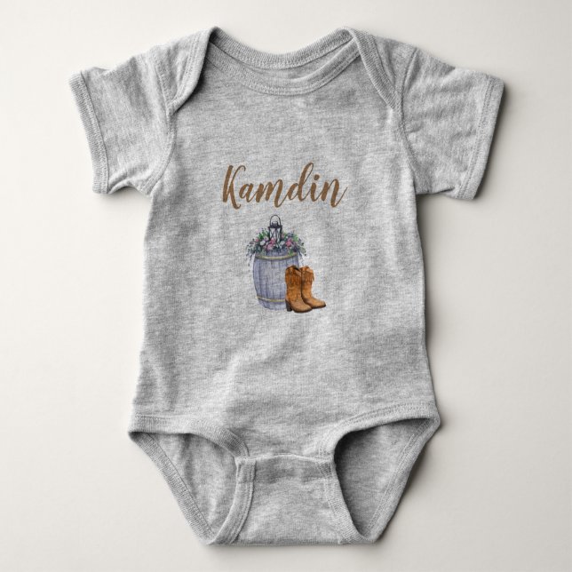 Personalised Baby Body Suit Summer Country Wedding Baby Bodysuit (Front)
