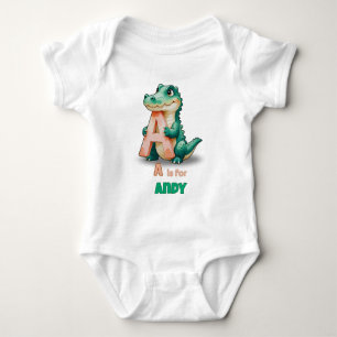 Personalised Baby Bodysuit – A is for Alligator