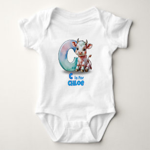 Personalised Baby Bodysuit – C is for Cow
