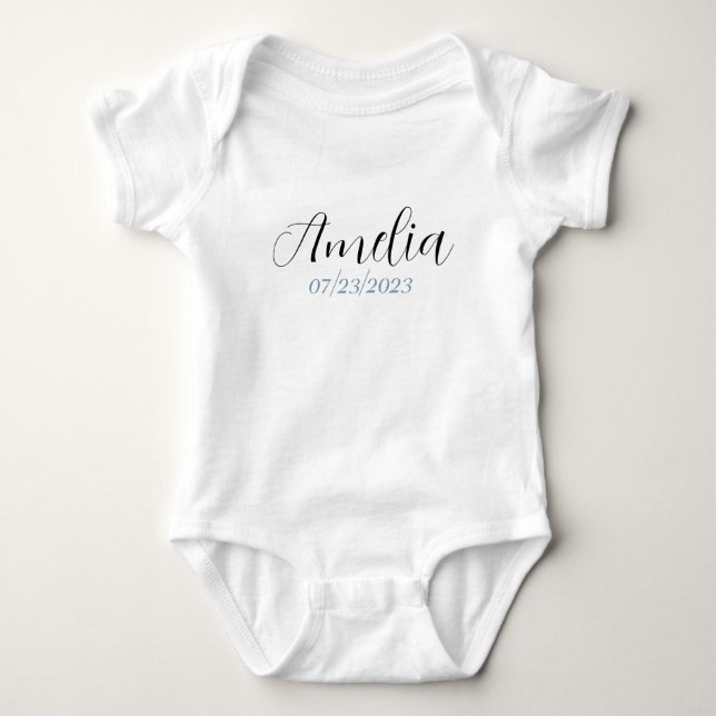 Personalised Baby Bodysuit - Custom Name & Birth D (Front)