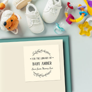 Personalised Baby Bookplate Sticker | From the Lib
