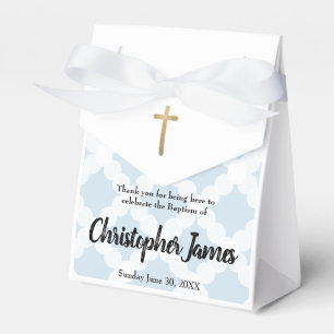 Personalised Baby Boy baptism Blue Gold Cross Favour Box