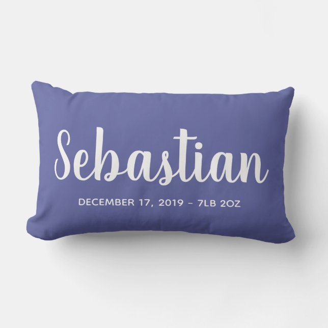 Personalised | Baby Boy Birth Stats Lumbar Cushion (Front)