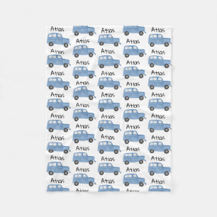 Personalised Baby Boy Blue Jeep Car Fleece Blanket