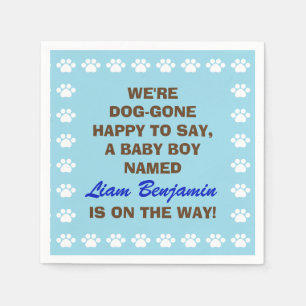 Personalised Baby Boy - Dog Themed Baby Shower Napkin