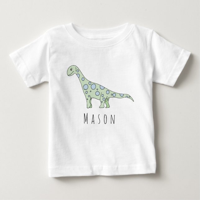 Personalised Baby Boy Doodle Dinosaur with Name T-Shirt (Front)