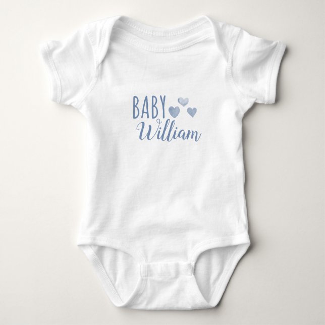 Personalised Baby boy Hearts name Bodysuit (Front)