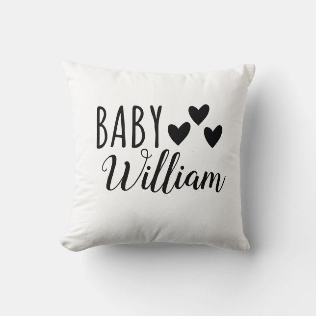 Personalised Baby boy Hearts name Cushion (Front)