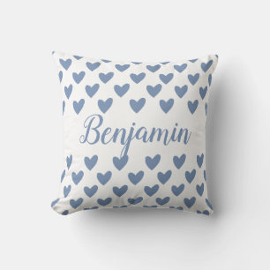 Personalised Baby boy Hearts name Cushion