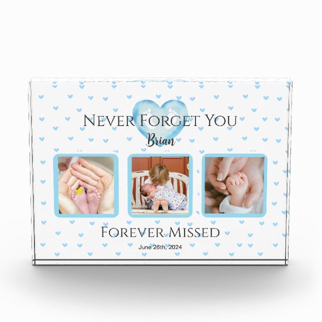 Personalised Baby Boy Memorial Photo Block (Front)