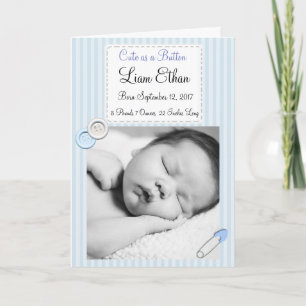Personalised Baby Boy Photo Birth Announcement