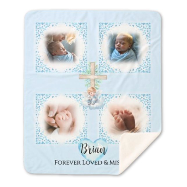 Personalised Baby Boy Photo Blanket Gift (personalized-baby-boy-photo-blanket-memorial-gift)