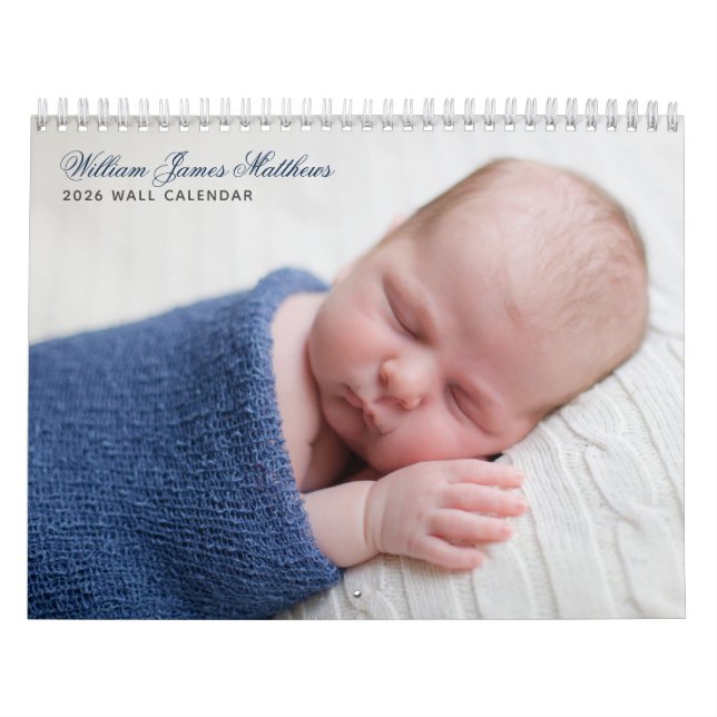 Personalised Baby Boy Photo Newborn Pictures 2026 Calendar (Cover)