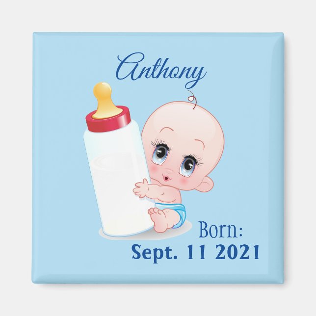 Personalised Baby Boy Refrigerator  Magnet (Front)