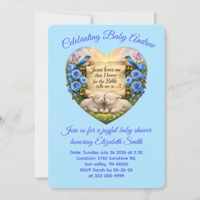 Personalised Baby boy Shower Invitation (Front)