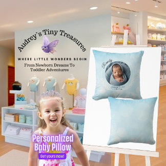 Personalised Baby Boy Throw Pillow